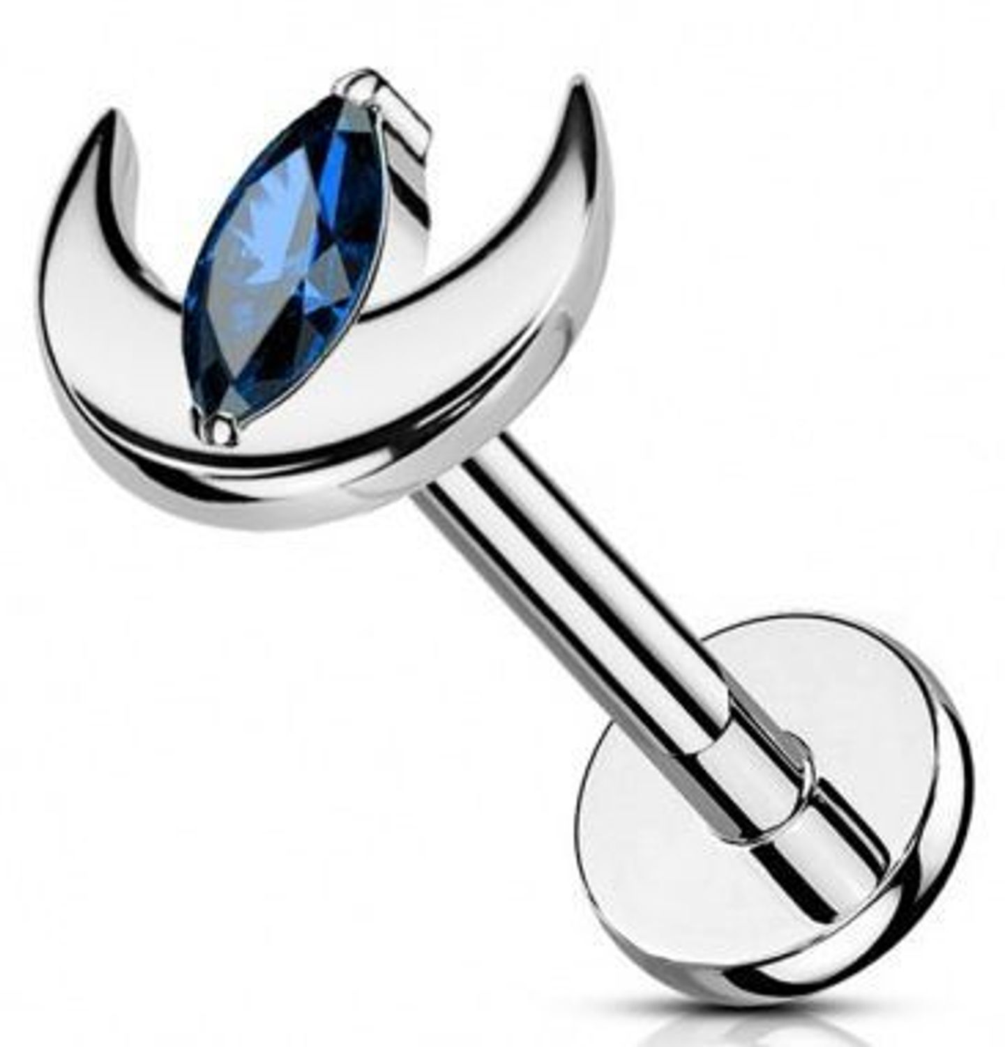 Tytanowy labret półksiężyc z niebieskim kryształkiem DIA-PW499 C1S – srebrny kolczyk do ucha.jpg